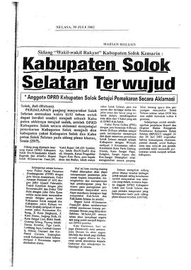 Proses Pembentukan Kabupaten solok selatan 59
