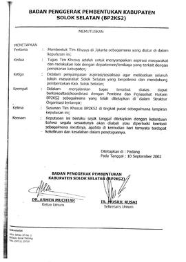 Proses Pembentukan Kabupaten solok selatan 18